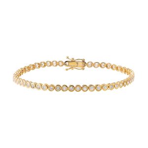 Diamond 3 Carat Bezel Tennis Bracelet 14K - 14K Gold, 3CT