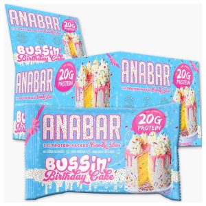 Anabar Protein Packed Candy Bar - 12 Bars, Bussin' Birthday Cake