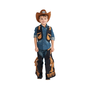 Cowboy Chaps and Vest - Large (12-14), Black